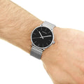 Calvin Klein High Noon Black Dial Silver Mesh Bracelet Watch for Men - K8M21121