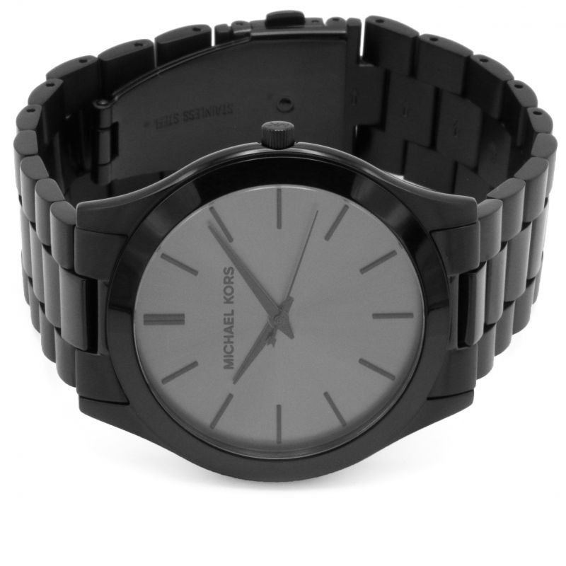 Michael Kors Slim Runway Black Dial Black Steel Strap Watch for Men - MK8507