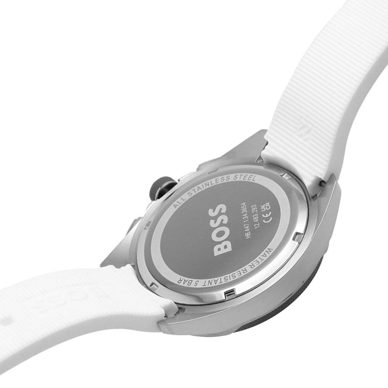 Hugo Boss Volane Chronograph Grey Dial White SIlicone Strap Watch for Men - 1513948