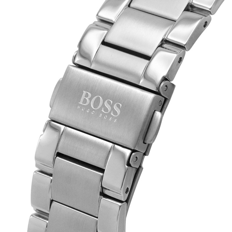 Hugo Boss Santiago Chronograph Black Dial Silver Steel Strap Watch for Men - 1513862