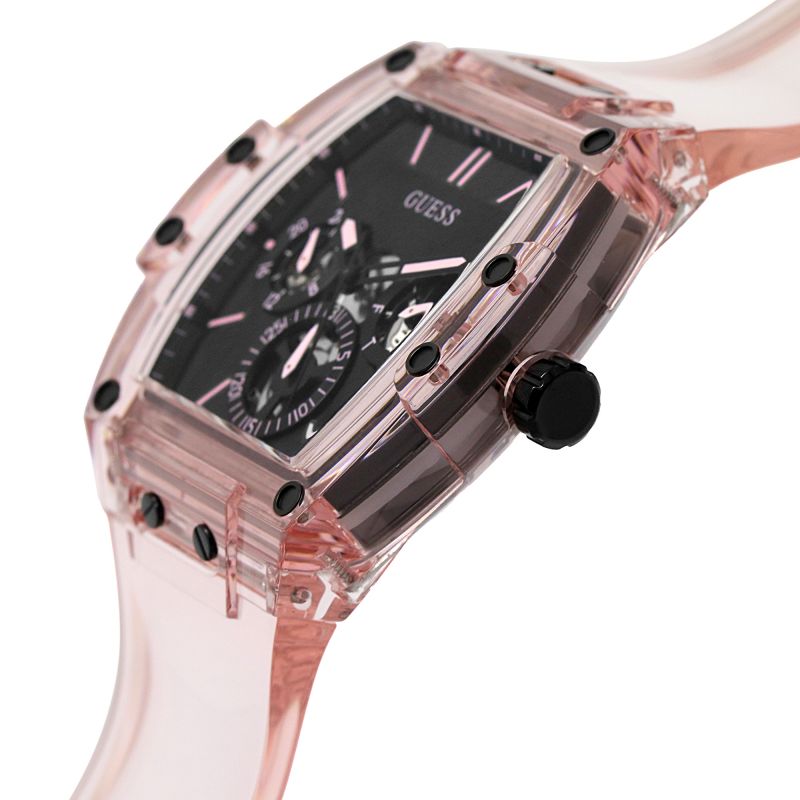 Guess Sporting Black Dial Pink Rubber Strap Watch for Men - GW0032G1