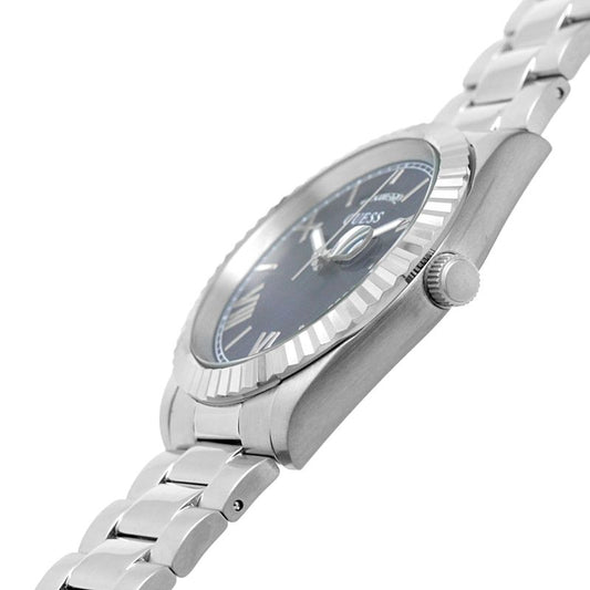 Guess Connoisseur Blue Dial Silver Steel Strap Watch for Men - GW0265G7