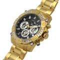 Guess Trophy Diamonds Black Dial Gold Steel Strap Watch for Men - GW0390G2