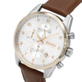 Hugo Boss Skymaster Silver Dial Brown Leather Strap Watch for Men - 1513786