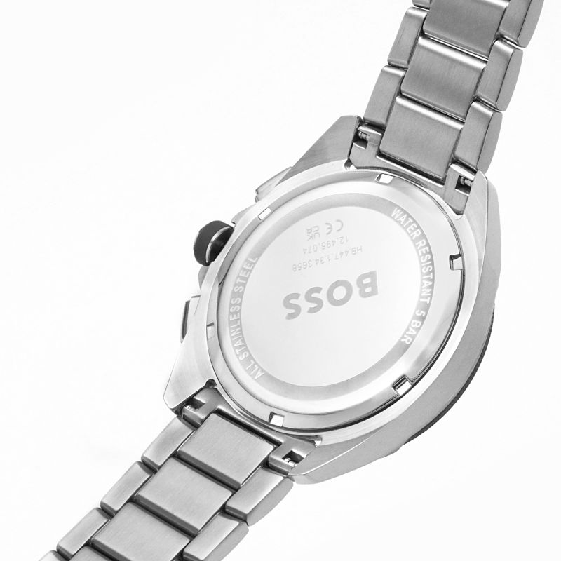 Hugo Boss Volane Chronograph Grey Dial Silver Steel Strap Watch for Men - 1513951