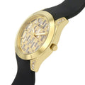 Guess Clarity Gold Dial Black Silicone Strap Watch for Women - GW0109L1