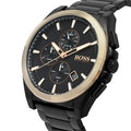 Hugo Boss Grandmaster Chronograph Black Dial Black Steel Strap Watch for Men - 1513885