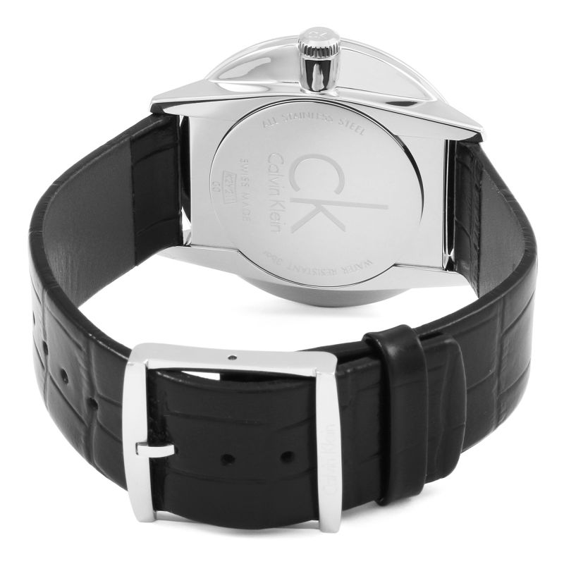 Calvin Klein Accent Black Dial Black Leather Strap Watch for Men - K2Y211C3