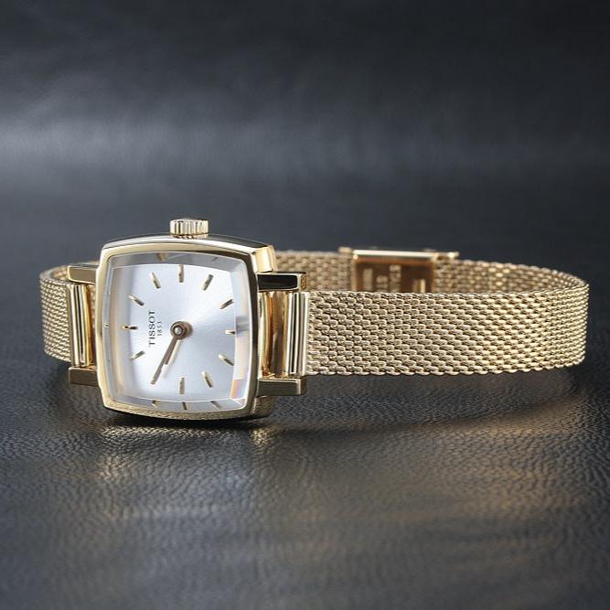 Tissot Lovely Square Gold Mesh Bracelet Watch For Women - T058.109.33.031.00