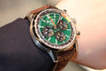 Breitling Top Time B01 Ford Mustang Green Dial Brown Leather Strap Watch for Men - AB01762A1L1X1