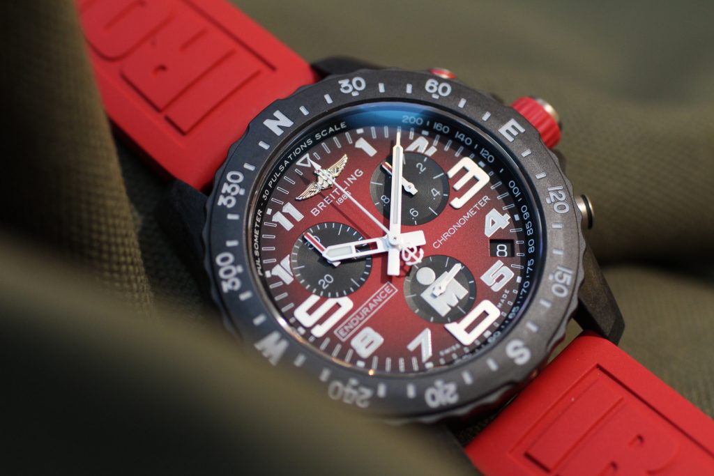 Breitling Endurance Pro Ironman Red Dial Red Rubber Strap Watch for Men - X823109A1K1S1