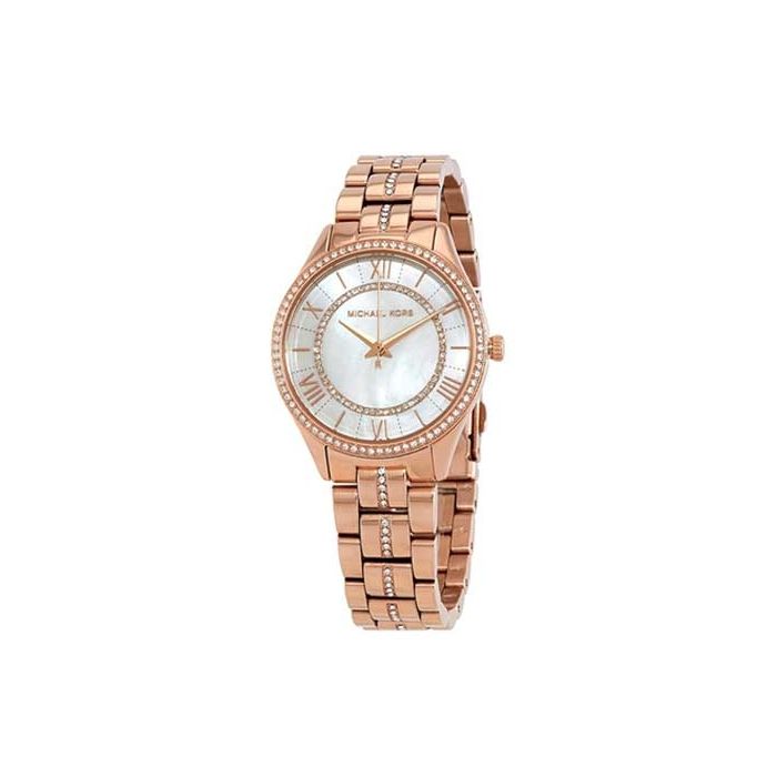 Michael Kors Lauryn Mother of Pearl Dial Rose Gold Steel Strap Watch for Women - MK3716