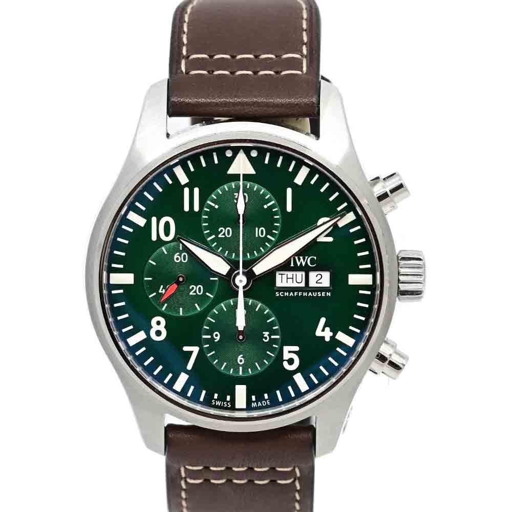 IWC Pilot's Watch Chronograph Edition Racing Green 43mm Green Dial Brown Leather Strap Watch for Men - IW377726