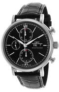 IWC Portofino Chronograph Black Dial Black Leather Strap Watch for Men - IW391008