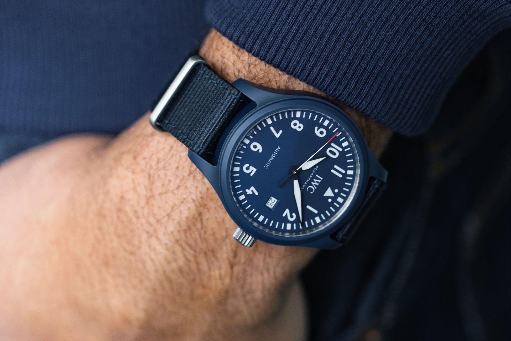 IWC Pilot’s Watch Automatic "Laureus Sport for Good" Edition Blue Dial Blue Nylon Strap Watch for Men - IW328101