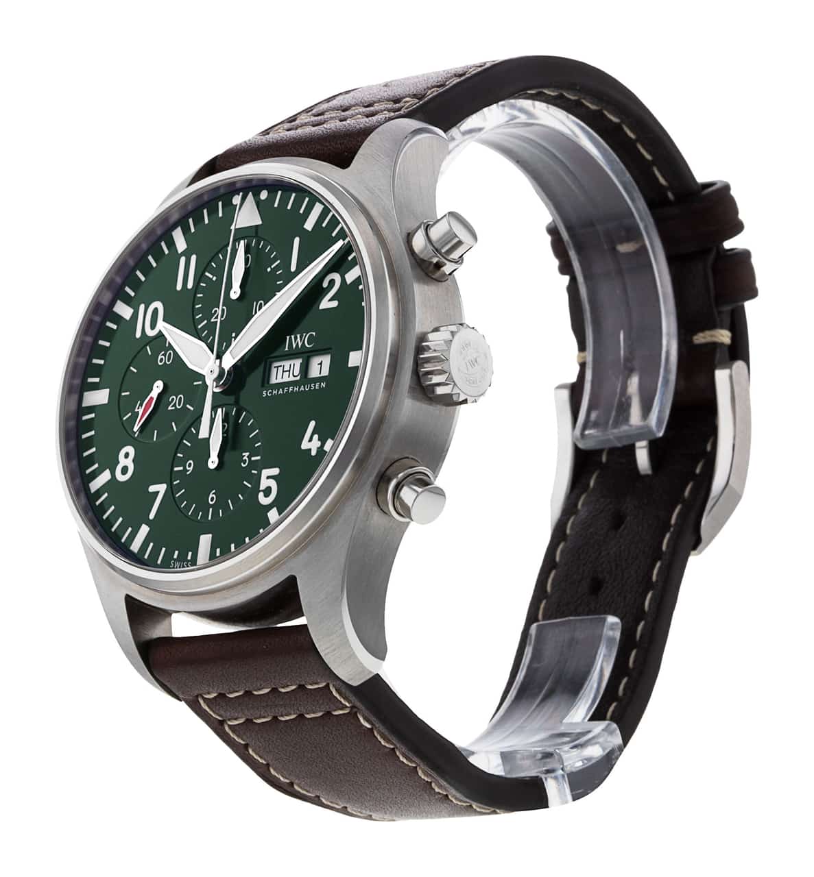 IWC Pilot's Watch Chronograph Edition Racing Green 43mm Green Dial Brown Leather Strap Watch for Men - IW377726