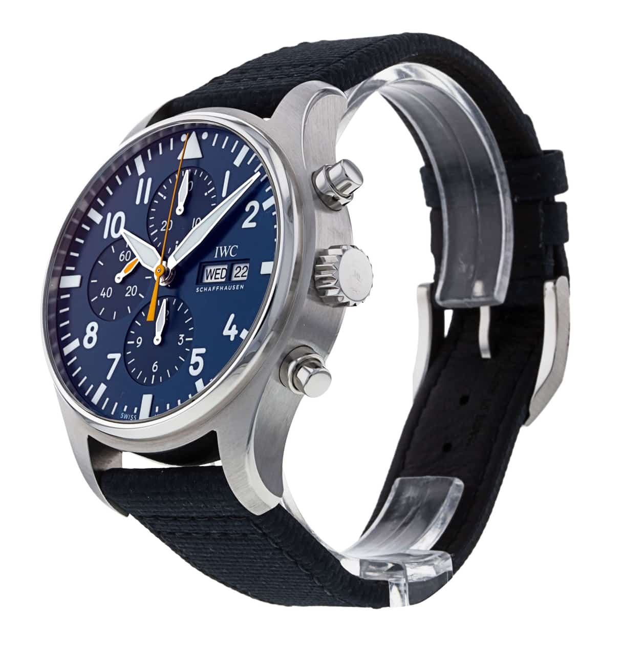 IWC Pilot's Automatic Chronograph 43mm Blue Dial Blue Calfskin Strap Watch for Men - IW377729