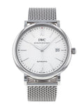 IWC Portofino Automatic White Dial Silver Mesh Bracelet Watch for Men - IW356505