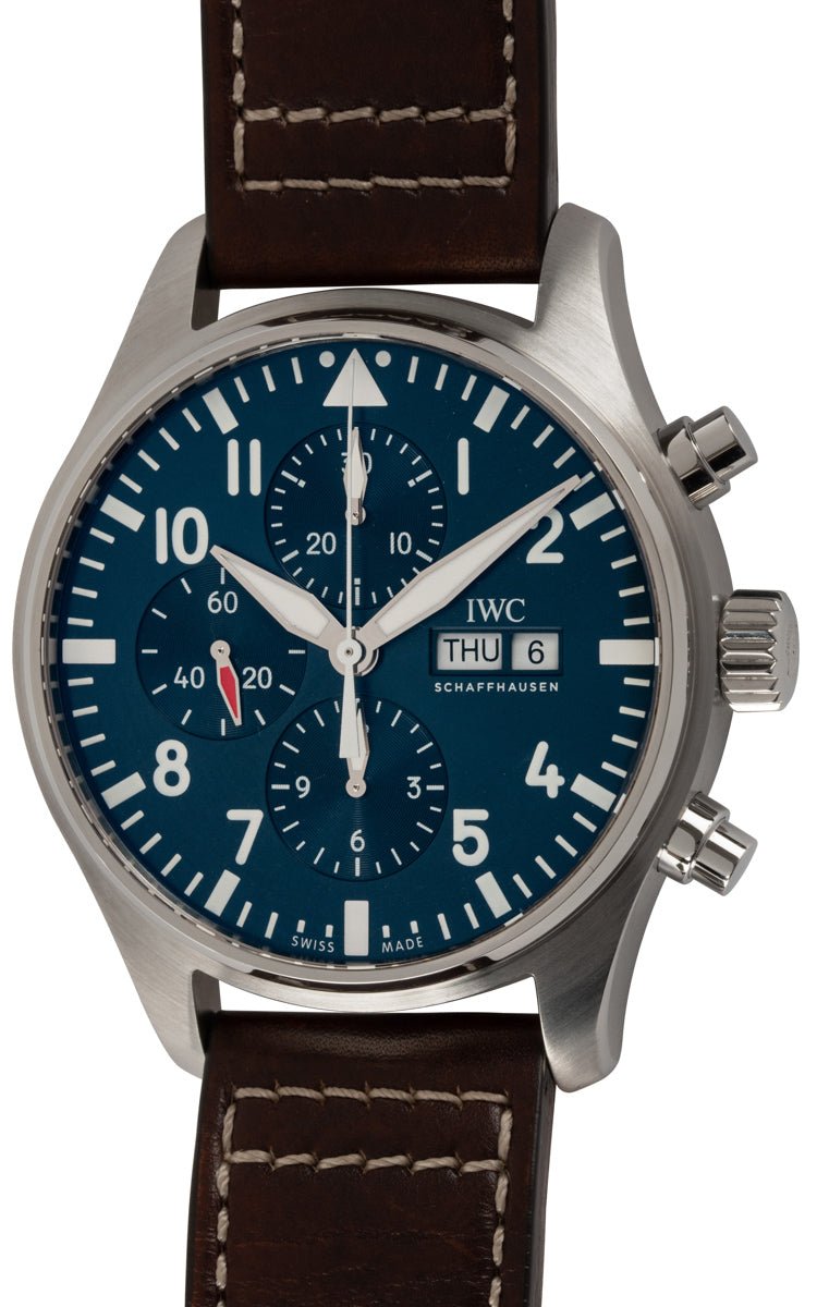 IWC Pilot’s Watch Chronograph Edition “Le Petit Prince” Blue Dial Brown Leather Strap Watch for Men - IW377714