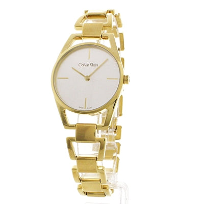 Calvin Klein Dainty White Dial Gold Steel Strap Watch for Women - K7L23546