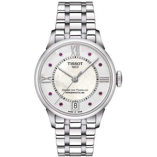 Tissot Chemin Des Tourelles Powermatic 80 Mother of Pearl Dial with Rubies Watch For Women - T099.207.11.113.00