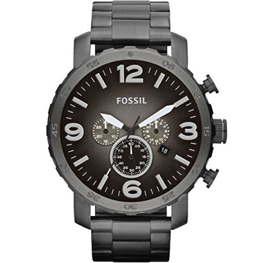 Fossil Nate Chronograph Grey Dial Grey Steel Strap Watch for Men - JR1437