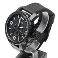 Fossil Nate Chronograph Black Dial Black Leather Strap Watch for Men - JR1354