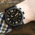 Fossil Nate Chronograph Black Dial Black Steel Strap Watch for Men - JR1356