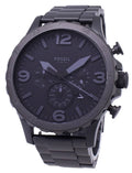 Fossil Nate Chronograph Black Dial Black Steel Strap Watch for Men - JR1401