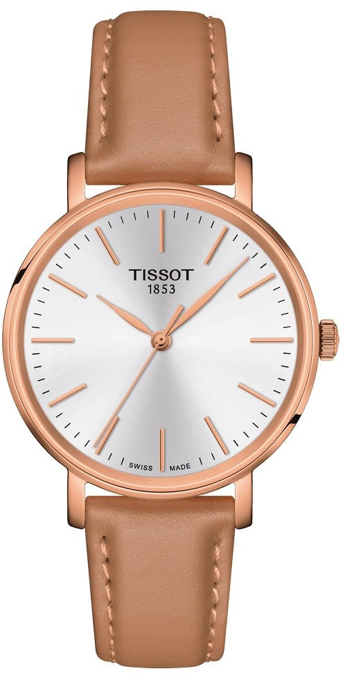 Tissot Everytime Lady Rose Gold Plated Leather Strap Watch for Women - T143.210.36.011.00