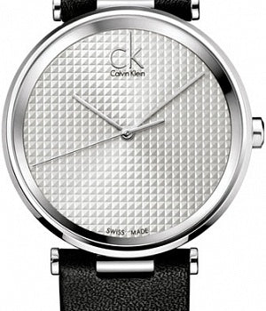 Calvin Klein Sight Silver Dial Black Leather Strap Watch for Men - K1S21120