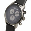 Calvin Klein City Chronograph Grey Dial Black Leather Strap Watch for Men - K2G177C3