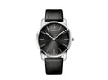 Calvin Klein City Grey Dial Black Leather Strap Watch For Men - K2G21107