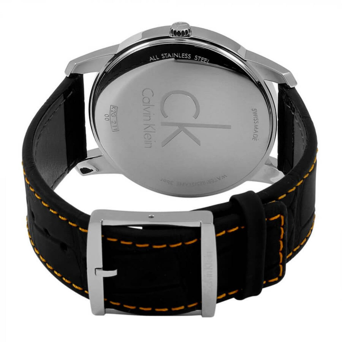 Calvin Klein City Black Dial Black Leather Strap Watch for Men - K2G211C1