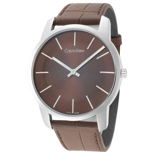 Calvin Klein City Brown Dial Brown Leather Strap Watch for Men - K2G211GK