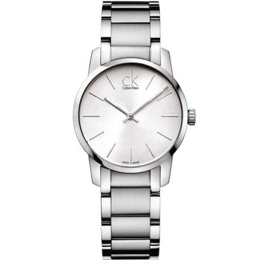 Calvin Klein City Silver Dial Silver Steel Strap Watch for Women - K2G23148