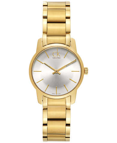 Calvin Klein City White Dial Gold Steel Strap Watch for Women - K2G23546