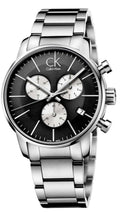 Calvin Klein City Chronograph Black Dial Silver Steel Strap Watch for Men - K2G2714X