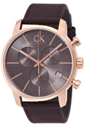 Calvin Klein City Chronograph Black Dial Brown Leather Strap Watch for Men - K2G276G3