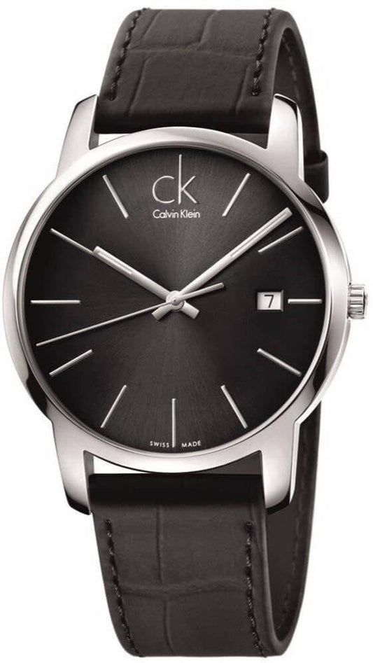 Calvin Klein City Quartz Black Dial Black Leather Strap Watch for Men - K2G2G1C3