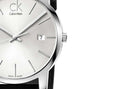 Calvin Klein City Date Silver Dial Black Leather Strap Watch for Men - K2G2G1C6