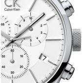 Calvin Klein Masculine Chronograph White Dial White Leather Strap Watch for Men - K2H27101