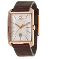 Calvin Klein Window Silver Dial Brown Leather Strap Watch for Men - K2M21620