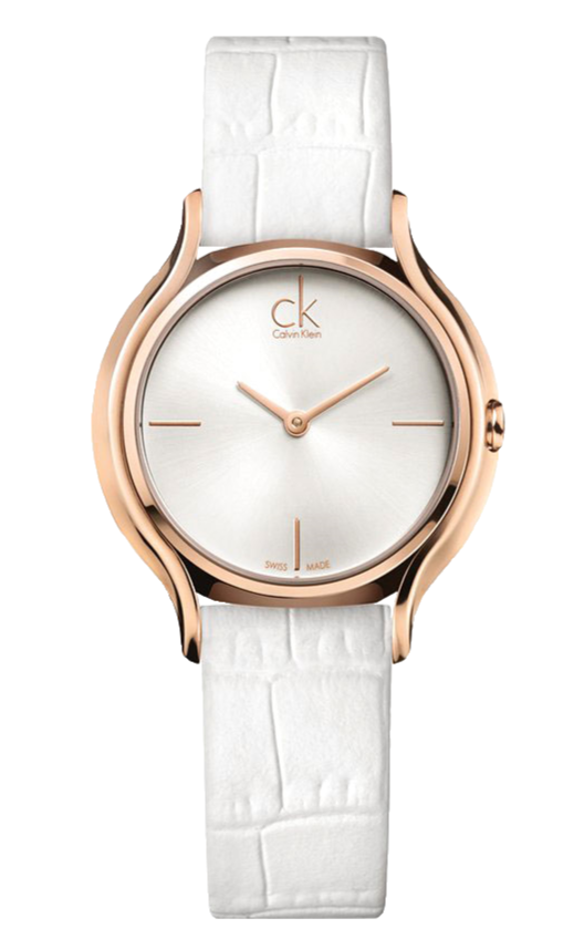 Calvin Klein Skirt White Dial White Leather Strap Watch for Women - K2U236K6