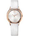 Calvin Klein Skirt White Dial White Leather Strap Watch for Women - K2U236KW