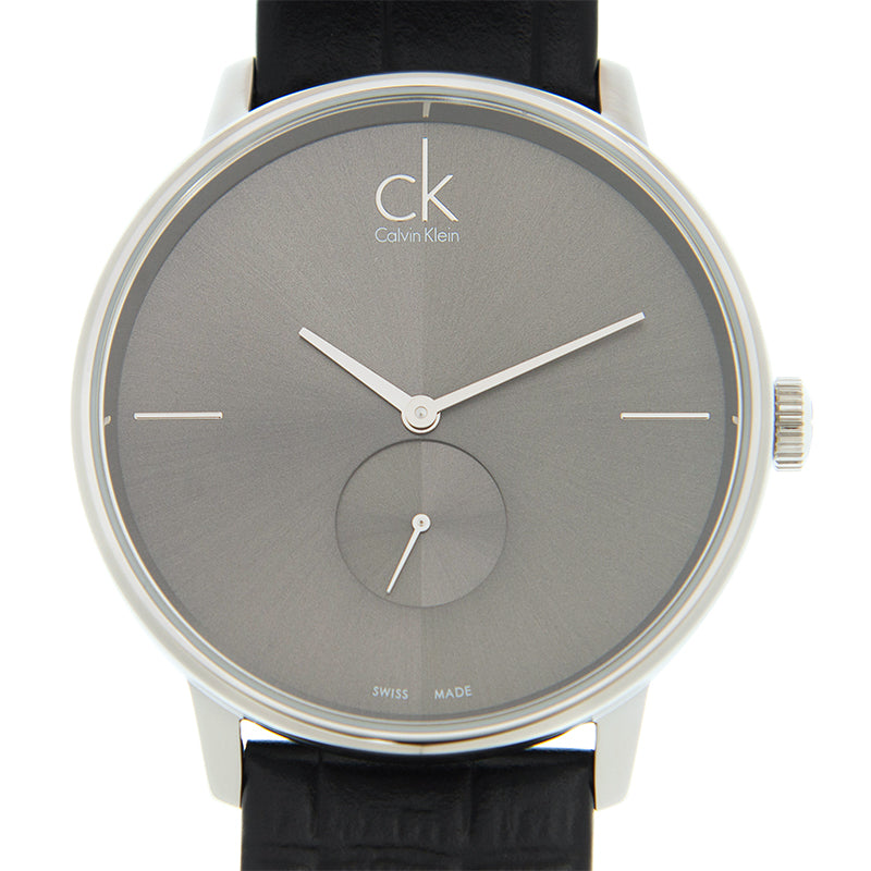 Calvin Klein Accent Black Dial Black Leather Strap Watch for Men - K2Y211C3