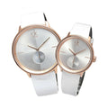 Calvin Klein Accent Silver Dial White Leather Strap Watch for Women - K2Y216K6