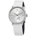 Calvin Klein Accent White Dial White Leather Strap Watch for Women - K2Y231K6