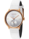 Calvin Klein Accent Silver Dial White Leather Strap Watch for Women - K2Y216K6