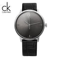 Calvin Klein Accent Black Dial Black Leather Strap Watch for Men - K2Y2X1CU